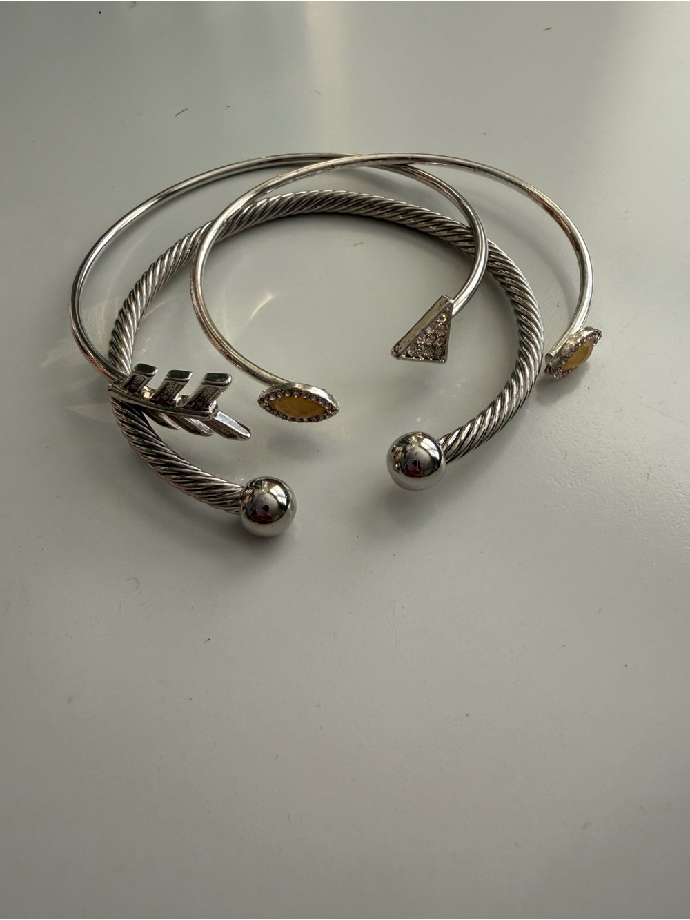 Silver-Tone Cuff Bangle Bracelet Set